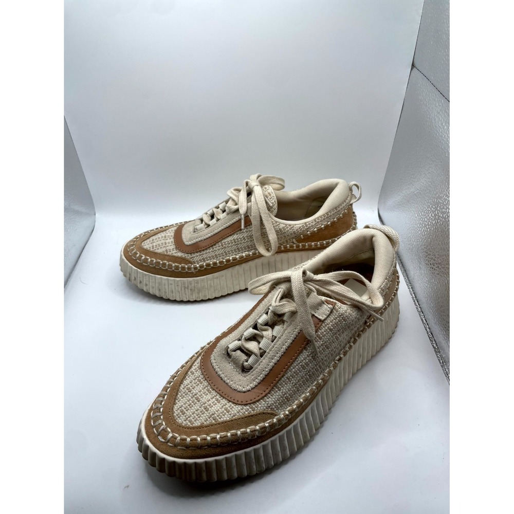 Dolce Vita Dolen Womens 8.5 Platform Sneakers Brown Woven Multi Comfort Shoes